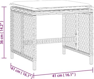 vidaXL Stołki ogrodowe z poduszkami, 4 szt., brązowe, 41x41x36 cm 11
