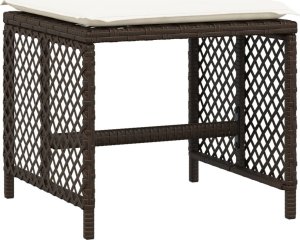 vidaXL Stołki ogrodowe z poduszkami, 4 szt., brązowe, 41x41x36 cm 4