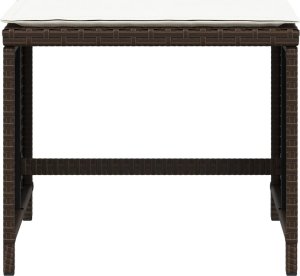 vidaXL Stołki ogrodowe z poduszkami, 4 szt., brązowe, 41x41x36 cm 5