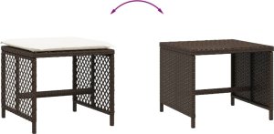 vidaXL Stołki ogrodowe z poduszkami, 4 szt., brązowe, 41x41x36 cm 7