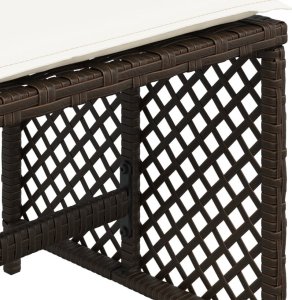 vidaXL Stołki ogrodowe z poduszkami, 4 szt., brązowe, 41x41x36 cm 9