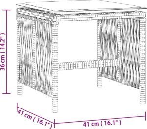 vidaXL Stołki ogrodowe z poduszkami, 4 szt., brązowe, 41x41x36 cm 11