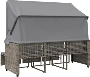 vidaXL 3-os. sofa ogrodowa z baldachimem i podnóżkami, szara 6