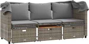 vidaXL 3-os. sofa ogrodowa z baldachimem i podnóżkami, szara 7