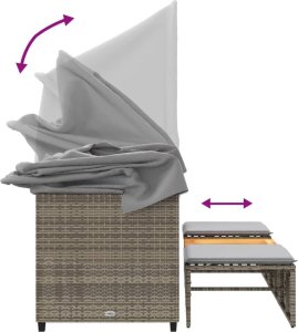 vidaXL 3-os. sofa ogrodowa z baldachimem i podnóżkami, szara 8