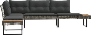 vidaXL Narożnik ogrodowy z poduszkami, szary, polirattan i akacja 4