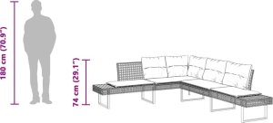vidaXL Narożnik ogrodowy z poduszkami, szary, polirattan i akacja 8
