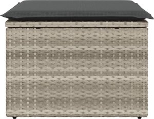 vidaXL Stołek ogrodowy z poduszką, jasnoszary, 55x55x37 cm, polirattan 5