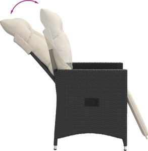 vidaXL 3-cz. zestaw mebli bistro z poduszkami, czarny, polirattan 5