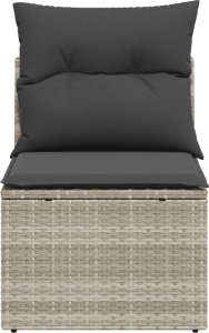 vidaXL Fotel ogrodowy, bez podłokietników, z poduszkami, jasnoszary 4