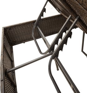 vidaXL Podwójna leżanka z poduszkami i parasolem, brązowa, polirattan 8