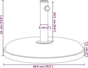 vidaXL Podstawa do parasola, do słupków 32/35/38 mm, 25 kg, okrągła 9