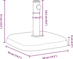 vidaXL Podstawa do parasola, do słupków 32/35/38 mm, 11 kg, kwadrat 9