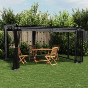 vidaXL Altanka ze ścianami z siatki, antracytowa, 4x3 m, stal 1