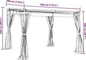vidaXL Altanka ze ścianami z siatki, kremowa, 3x3 m, stal 9