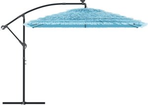 vidaXL Parasol ogrodowy na stalowym słupku, niebieski, 290x290x238 cm 4