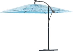 vidaXL Parasol ogrodowy na stalowym słupku, niebieski, 290x290x238 cm 5