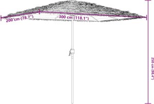 vidaXL Parasol ogrodowy na stalowym słupku, biały, 300x200x250 cm 11