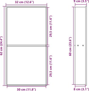 vidaXL Wnęka prysznicowa, szczotkowana, złota, 32x62x9 cm, stal 8