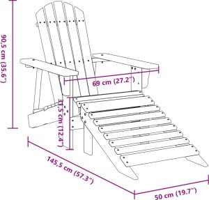 vidaXL Krzesło ogrodowe Adirondack z podnóżkiem, żółte, drewno jodłowe 11