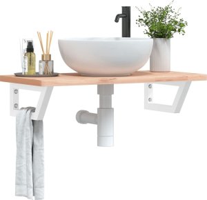 vidaXL Wsporniki do półki pod umywalkę, 2 szt., białe, trapezowe, stal 1