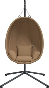 vidaXL Wiszące krzesło kokon ze stojakiem, kolor taupe, tkanina i stal 4