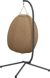 vidaXL Wiszące krzesło kokon ze stojakiem, kolor taupe, tkanina i stal 6