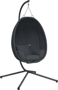 vidaXL Wiszące krzesło kokon ze stojakiem, antracytowe, tkanina i stal 2