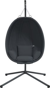 vidaXL Wiszące krzesło kokon ze stojakiem, antracytowe, tkanina i stal 4