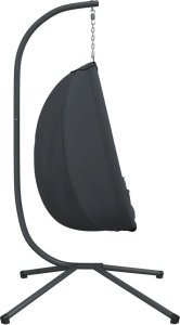 vidaXL Wiszące krzesło kokon ze stojakiem, antracytowe, tkanina i stal 5