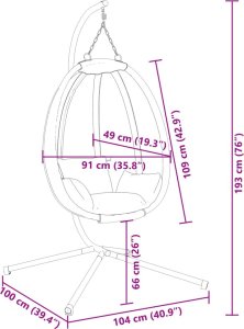 vidaXL Wiszące krzesło kokon ze stojakiem, antracytowe, tkanina i stal 8