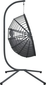 vidaXL Wiszące krzesło kokon ze stojakiem, szare, rattan i stal 5