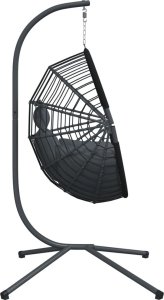vidaXL Wiszące krzesło kokon ze stojakiem, antracytowe, rattan i stal 5