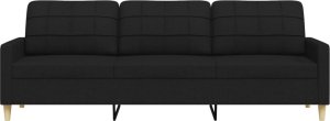 vidaXL Sofa 3-osobowa, czarna, 210 cm, tapicerowana tkaniną 4