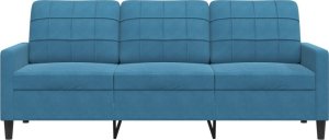 vidaXL Sofa 3-osobowa, niebieski, 180 cm, tapicerowana aksamitem 4