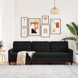 vidaXL Sofa 3-osobowa, czarny, 210 cm, obita aksamitem 3