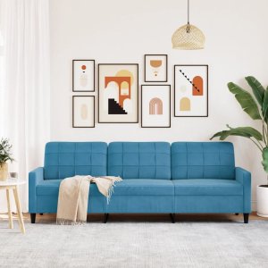 vidaXL Sofa 3-osobowa, niebieski, 210 cm, obita aksamitem 3