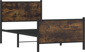 vidaXL Rama łóżka z wezgłowiem i zanóżkiem, przydymiony dąb 90x200 cm 2