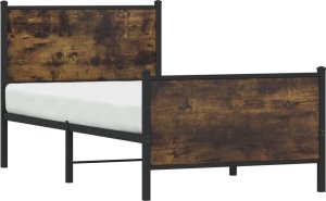 vidaXL Rama łóżka z wezgłowiem i zanóżkiem, przydymiony dąb 90x200 cm 4