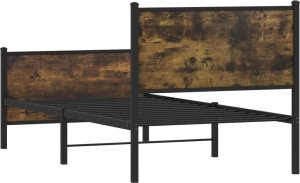 vidaXL Rama łóżka z wezgłowiem i zanóżkiem, przydymiony dąb 90x200 cm 7