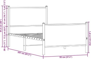 vidaXL Rama łóżka z wezgłowiem i zanóżkiem, przydymiony dąb 90x200 cm 10