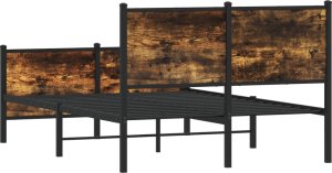 vidaXL Rama łóżka z wezgłowiem i zanóżkiem, przydymiony dąb 120x200 cm 7