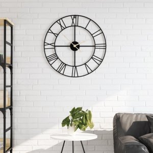 vidaXL Zegar ścienny, czarny, 50 cm, żelazo 1