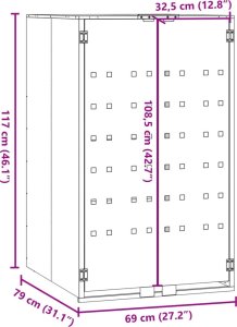 vidaXL Obudowa na kosz na śmieci, pojedyncza, czarna, 69x79x117 cm 10