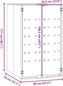vidaXL Obudowa na kosz na śmieci, pojedyncza, szara, 69x79x117 cm 10
