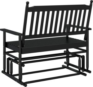vidaXL Ławka bujana, czarna, 118x70x104,5 cm, lite drewno topolowe 6