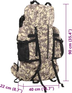 Plecak turystyczny vidaXL Plecak turystyczny, camelowo-brązowe moro, 100L, tkanina Oxford 8