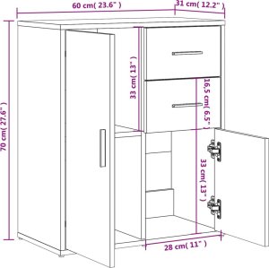 vidaXL Szafka, biała, 60x31x70 cm, materiał drewnopochodny 10
