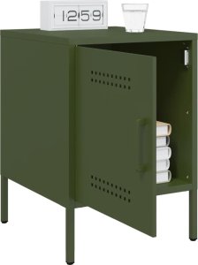 vidaXL Szafki nocne, 2 szt., oliwkowa zieleń, 36x39x50,5 cm, stal 4