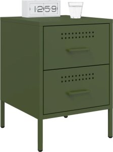 vidaXL Szafki nocne, 2 szt., oliwkowa zieleń, 36x39x50,5 cm, stal 3